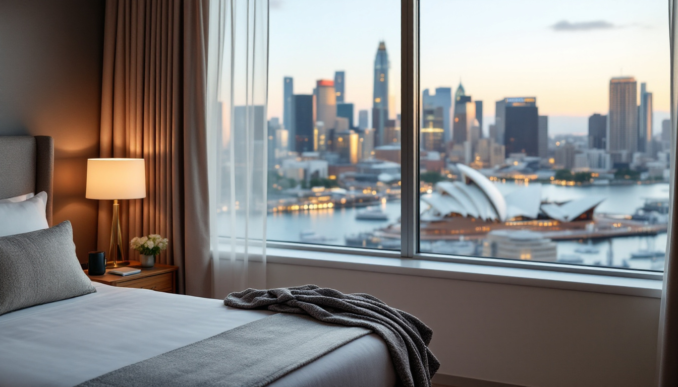A photograph of a cozy and inviting hotel room in sydney