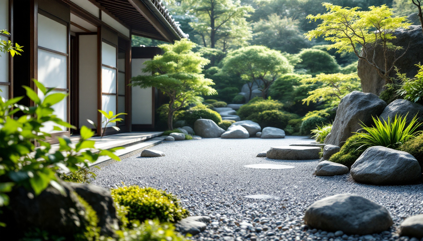 A photograph of a serene zen garden in japan