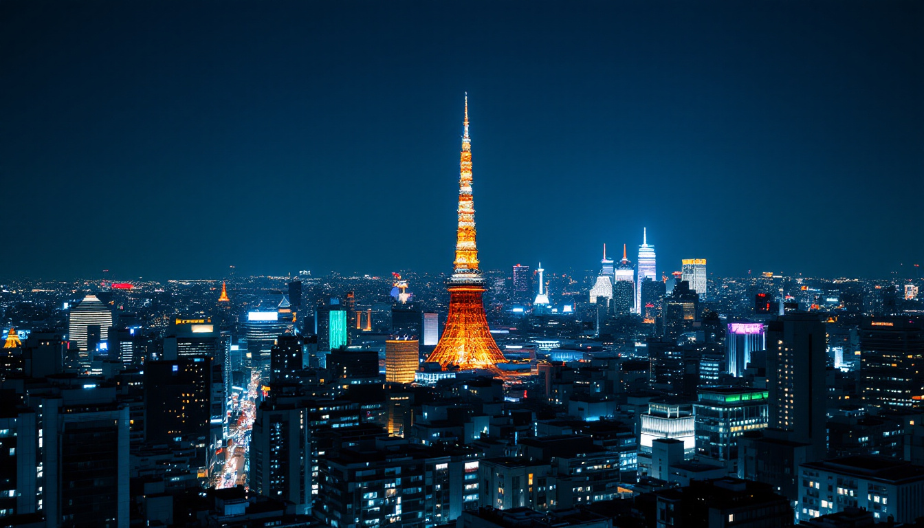 A photograph of capture a photograph of tokyo tower illuminated against the night sky