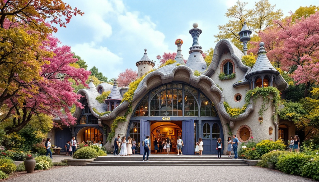 A photograph of capture a photograph of the enchanting exterior of the ghibli museum